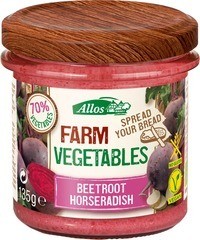 farm vegetables rode biet-mierikswortel spread